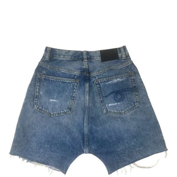 New R13 Marky Drop Short Jeans Size 24 Bain Wash Blue Denim Distressed Faded - Picture 9 of 16